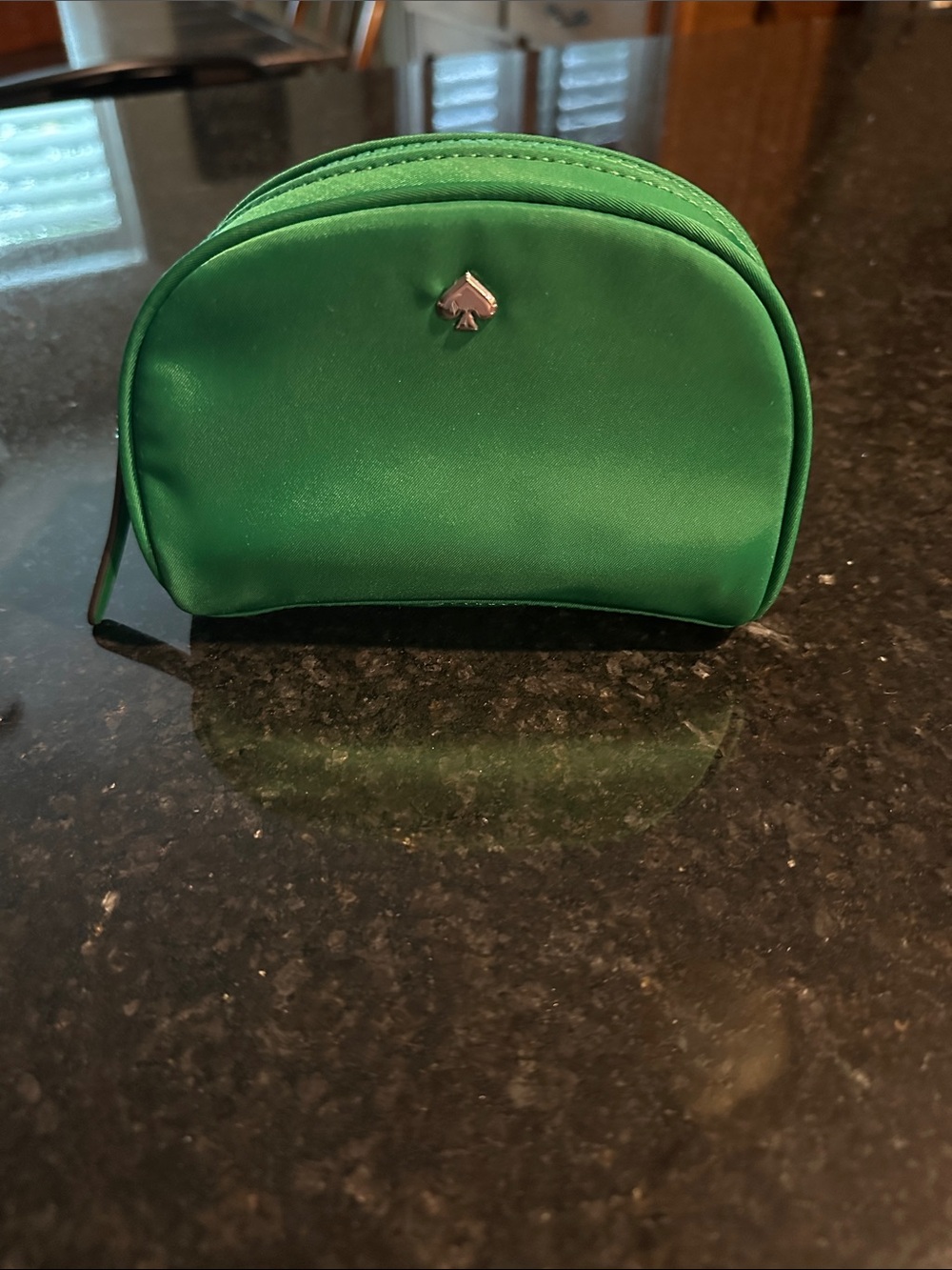 kate spade emerald green satin cosmetic pouch